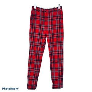 J.Crew Cameron Pants Wool red plaid high waisted slim tapered